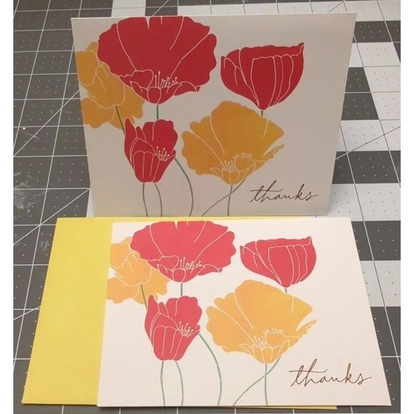 Hallmark Stationary 12 Thank You Cards w/ Envelopes Colorful Poppies‎ ~NEW - Picture 4 of 6